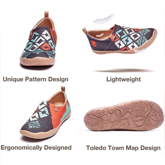 UIN Women's Walking Shoes Casual Lightweight Comfort Sneaker (Spirit Pattern) - Picture 4 of 7